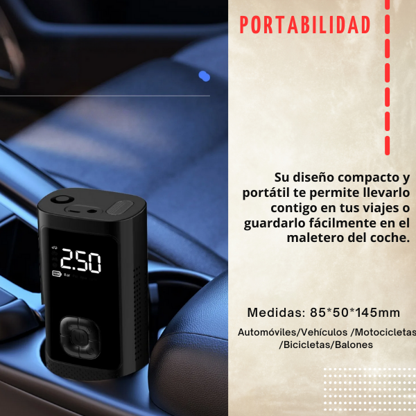 Inflador de llanta portátil AirGuard Pro - Cargador de carro de REGALO 🎁