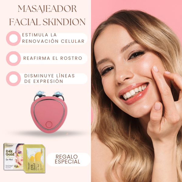 Masajeador facial Skindion - 10 Pzas de parches de ojos 24K de REGALO