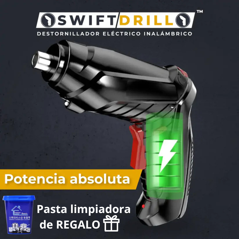 Swift Drill Destornillador inalambrico 90° con 47 Piezas + Pasta Limpiadora de utencilios de REGALO.