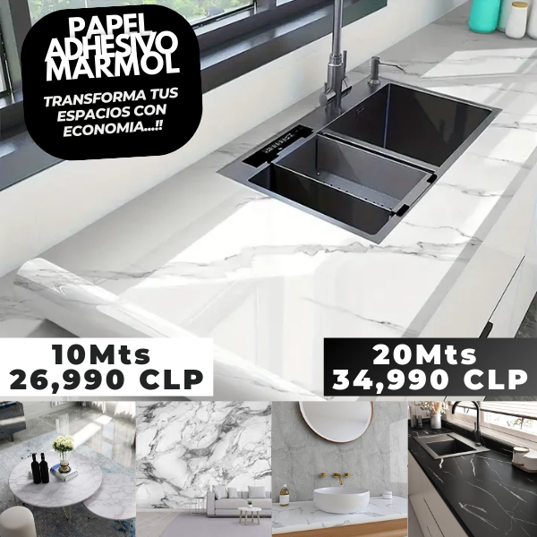 ProDecor Papel Adhesivo Mármol Impermeable - 10 METROS